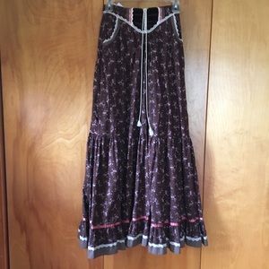 Vintage Patchwork Maxi Skirt with Pockets